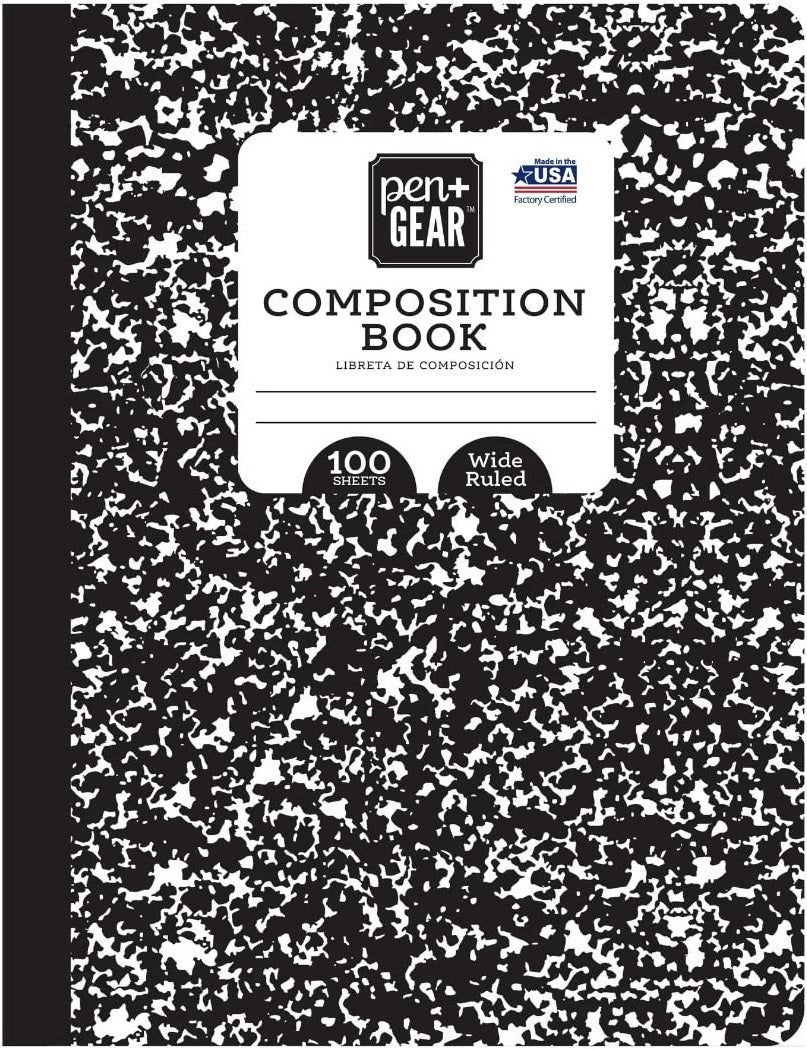 Pen and Gear Composition Book College Ruled 9.75"x7.5" 100sheets