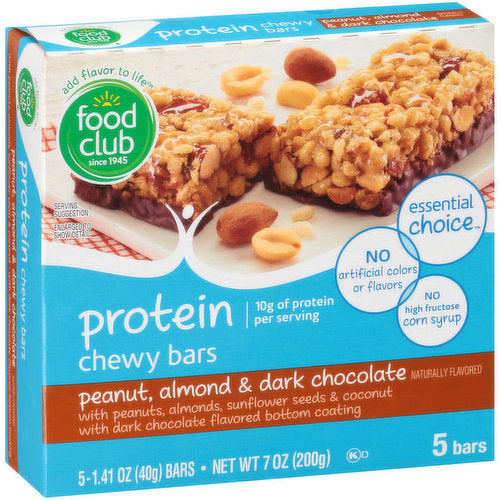 Food Club Protein Bar Peanut Almond Dark Chocolate 5pk