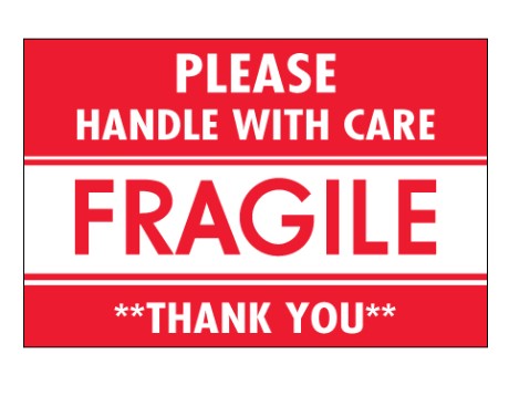 Fragile - Handle With Care Labels 2" x 3"