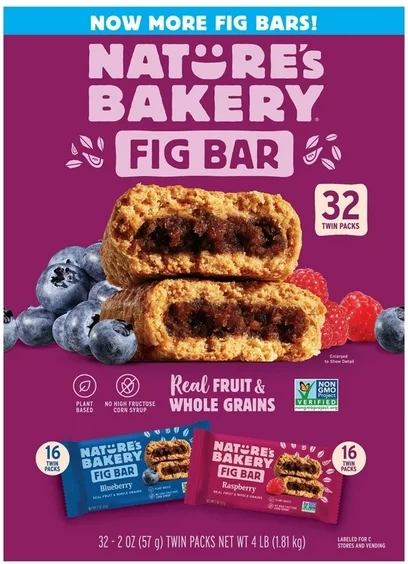 Natures Bakery Fig Bar Blueberry Raspberry 32pk