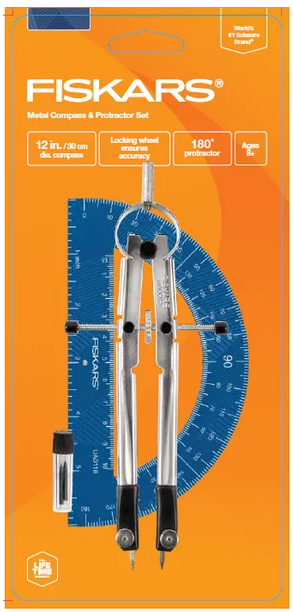 Fiskars Metal Compass Protractor Set 12" 1ea