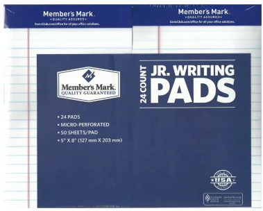 Amazon Basic Narrow Ruled Writing Pads Junior White 5"x8" 12pk