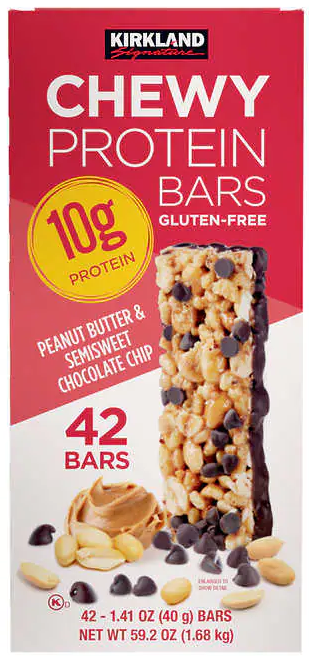 Kirkland Chewy Protein Bars Peanut Butter & Semisweet Choc Chip 42pk