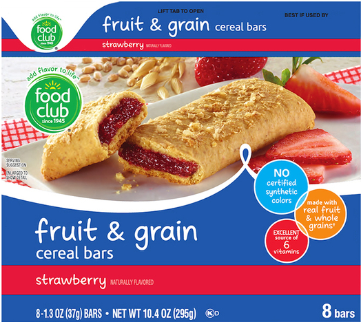 Food Club Fruit and Grain Cereal Bar Strawberry 8pk