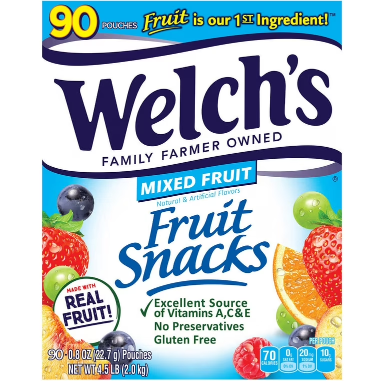 Welchs Fruit Snacks Mixed Fruit 0.8oz 90ct